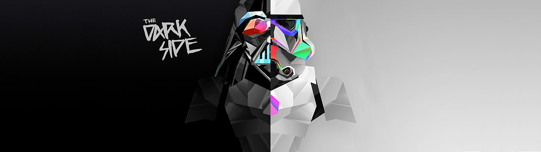 Mehrfachanzeige, zwei Monitore, abstrakt, digitale Kunst, Stormtrooper, Darth Vader, dunkle Seite, Star Wars, HD-Hintergrundbild HD wallpaper