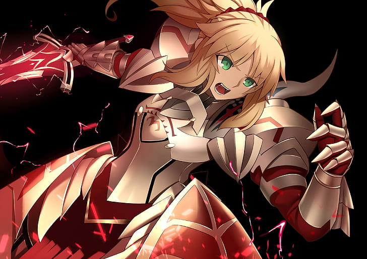 anime girls, sword, blonde, Mordred (FateApocrypha), Fate Series, armor, HD wallpaper
