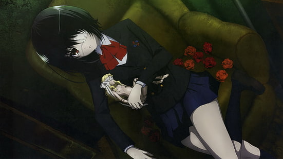 schwarzhaarige weibliche Anime-Figur Illustration, Anime, eine andere, Misaki Mei, Rock, HD-Hintergrundbild HD wallpaper