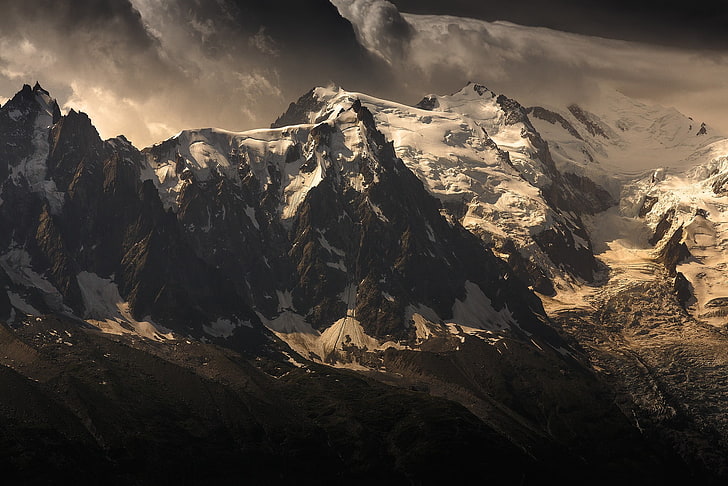 montagna innevata, natura, paesaggio, montagne, nuvole, Monte Everest, Sfondo HD
