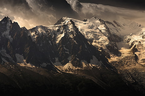 montaña cubierta de nieve, naturaleza, paisaje, montañas, nubes, Monte Everest, Fondo de pantalla HD HD wallpaper