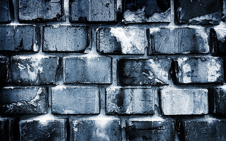 Papel de parede em HD de parede de tijolo em escala de cinza, parede, branco, preto, tijolos, Cinza, padrão, cimento, HD papel de parede