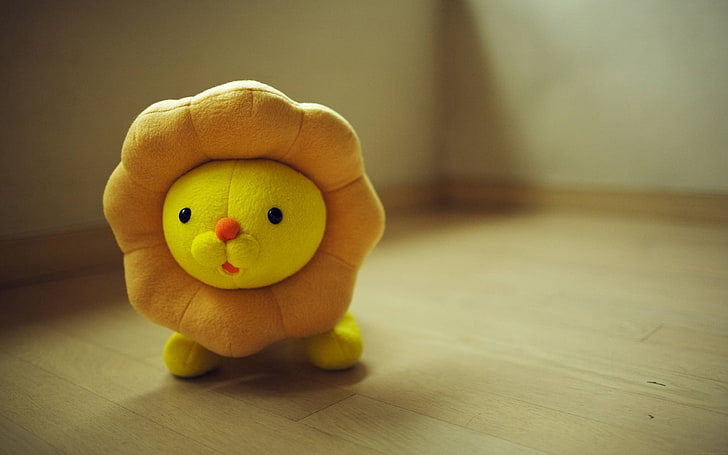 yellow and brown lion plush toy, toys, embroidery, beautiful, HD wallpaper