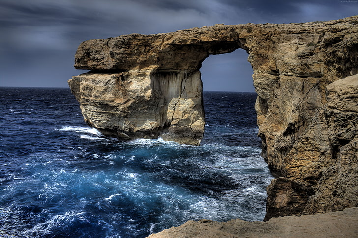 Malta, rocks, 5k, ocean, Sea, 4k, HD wallpaper