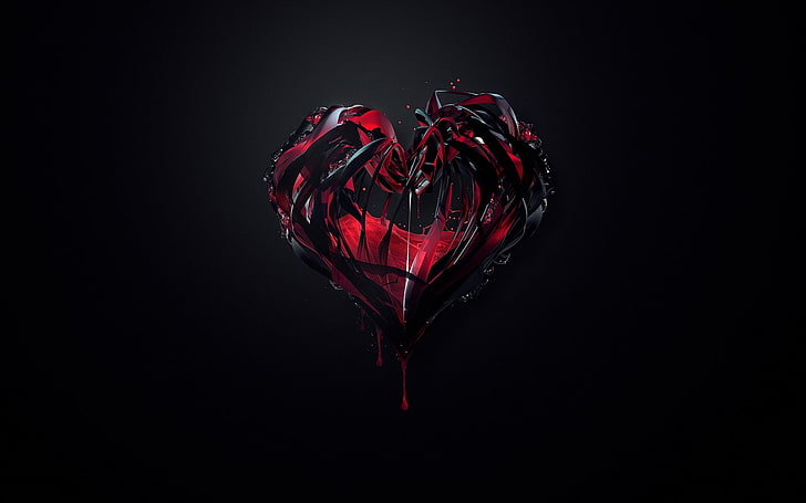 赤と黒のハートのイラスト 赤い心臓のイラスト ハート アートワーク ジャスティンマラー 暗い背景 デジタルアート 暗い Hdデスクトップの壁紙 Wallpaperbetter