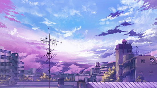 anime, città, Sfondo HD HD wallpaper