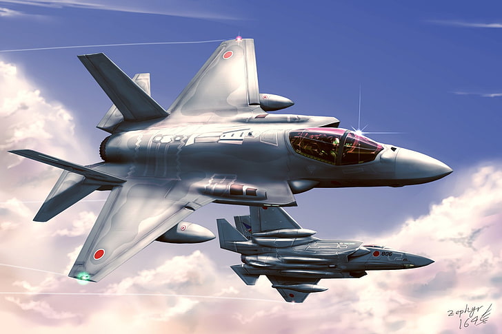 Jet Fighters, Lockheed Martin F-35 Lightning II, Самолет, Artistic, Jet Fighter, Warplane, HD тапет