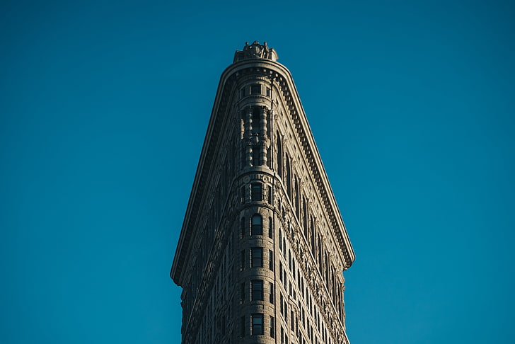 Андре Пилли, Нью-Йорк, здание, Флэтайрон-билдинг, небо, HD обои