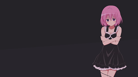 pink-haired female anime character wallpaper, anime, anime girls, minimalism, Momo Velia Deviluke, To Love-ru, HD wallpaper HD wallpaper