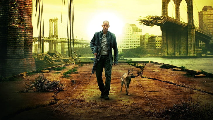 I Am Legend movie poster, Will Smith, I Am Legend, M4A1, movies, apocalyptic, HD wallpaper