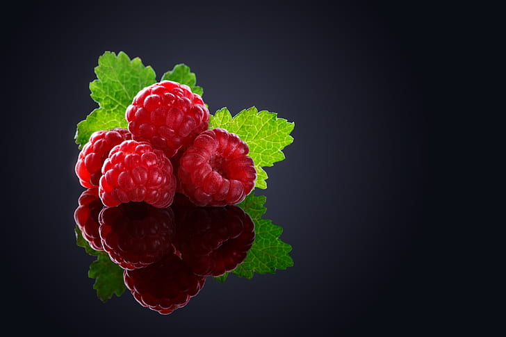 macro, berries, raspberry, background, black, HD wallpaper