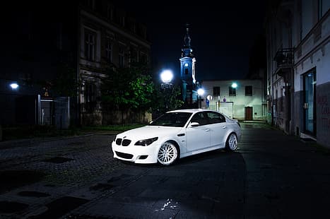  BMW, White, E60, Atmo, HD wallpaper HD wallpaper