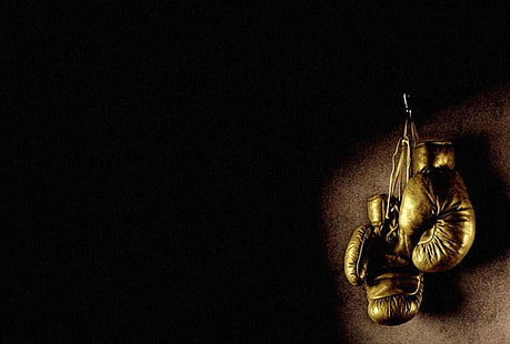 paio di guantoni da boxe in pelle marrone, sport, boxe, Sfondo HD HD wallpaper