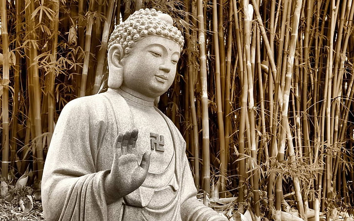 Великий Будда, Гаутама Будда, статуя, Бог, Господь Будда, дерево, Будда, статуя, Господь, HD обои