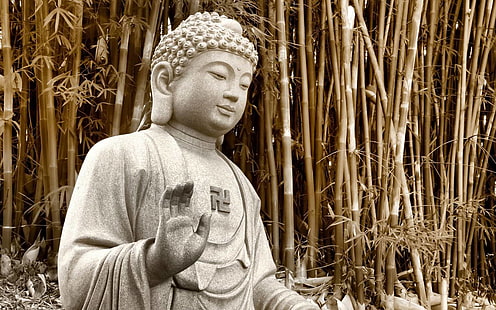 El Gran Buda, estatua de Buda Gautama, Dios, Señor Buda, árbol, Buda, estatua, señor, Fondo de pantalla HD HD wallpaper