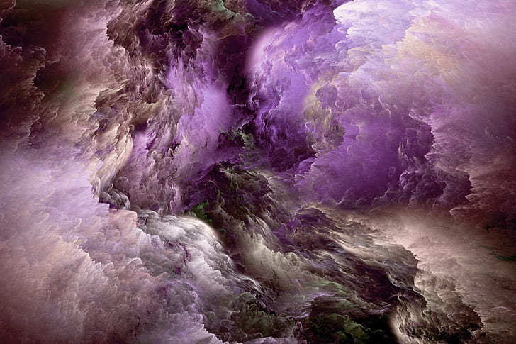 Abstrakcja, chmury, fioletowe, fioletowe i szare chmury, grafika abstrakcyjna, chmury, fiolet, Tapety HD