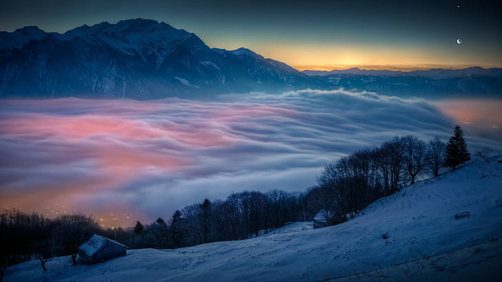 niebla, invierno, Fondo de pantalla HD