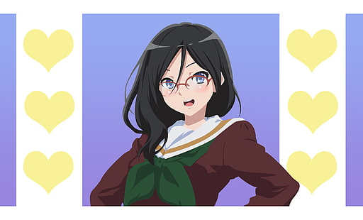 Hibike!Euphonium, Asuka Tanaka, Manga, Anime Girls, Brille, Herz, HD-Hintergrundbild HD wallpaper
