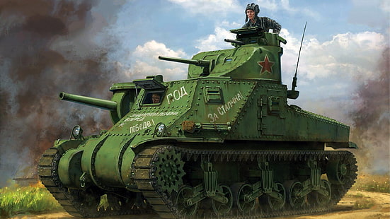 اتحاد الجمهوريات الاشتراكية السوفياتية ، لي ، خلال الحرب العالمية الثانية ، دبابة أمريكية متوسطة ، الجبهة الشرقية، خلفية HD HD wallpaper