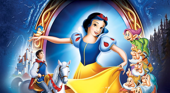 Disney Snow White, Disney Snow White and the Seven Dwarfs digital tapet, Tecknade serier, Old Disney, Disney, snövit, HD tapet HD wallpaper