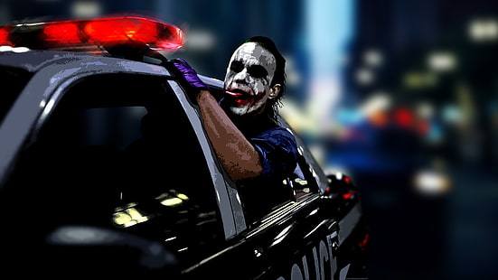 Lo sfondo di The Joker, anime, polizia, arte digitale, Joker, Heath Ledger, Batman, MessenjahMatt, The Dark Knight, Sfondo HD HD wallpaper