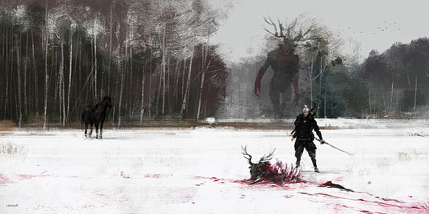 gioco sfondo digitale, The Witcher, Geralt of Rivia, The Witcher 3: Wild Hunt, Sfondo HD HD wallpaper