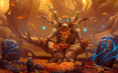 لعبة شخصية ورق الجدران ، Hearthstone ، Hearthstone: Heroes of Warcraft ، ألعاب الفيديو ، فن الخيال ، World of Warcraft ، druids، خلفية HD HD wallpaper