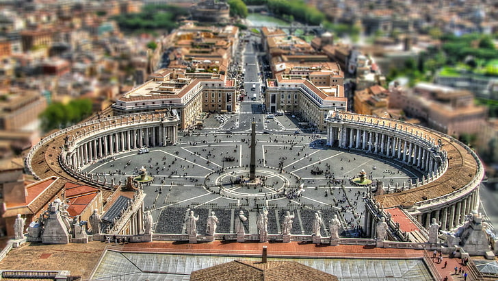 aerial photo of St. Peter's Square, Italy, Rome, Vatican City, HD wallpaper