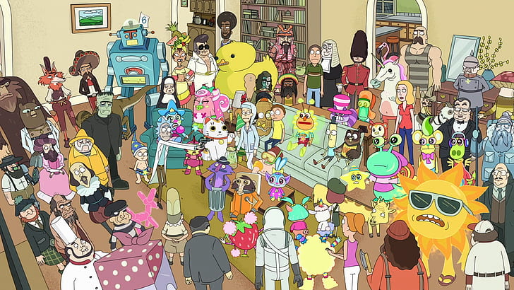 TV-show, Rick and Morty, Amish Cyborg (Rick and Morty), Baby Wizard (Rick and Morty), Beth Smith, Cleopatra, Frankensteins Monster (Rick and Morty), Ghost in a Jar (Rick and Morty), Hamurai (Rick and Morty) Morty), Jerry Smith, Morty Smith, Mr. Beauregard (Rick och Morty), Mr. Poopybutthole (Rick och Morty), Mrs. Kylskåp (Rick och Morty), Pencilvester (Rick and Morty), Photography Raptor (Rick and Morty) , Omvänd giraff (Rick och Morty), Rick Sanchez, Sleepy Gary (Rick och Morty), Summer Smith, Tinkles (Rick och Morty), William Shakespeare, HD tapet