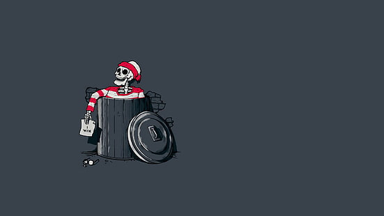 mänskligt skelett i burk tapet, enkelt, Waldo, humor, skelett, HD tapet HD wallpaper