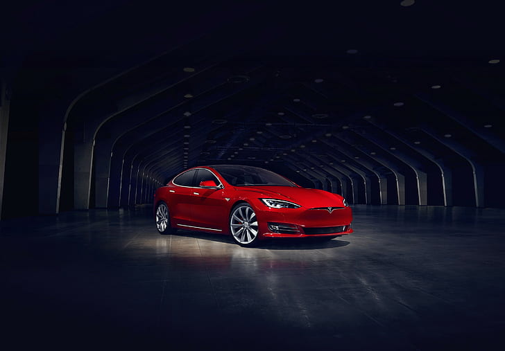 Tesla Motors, Tesla Model S, carro elétrico, carros vermelhos, HD papel de parede