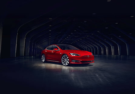 Tesla Motors, Tesla Model S, elektrikli otomobil, kırmızı arabalar, HD masaüstü duvar kağıdı HD wallpaper