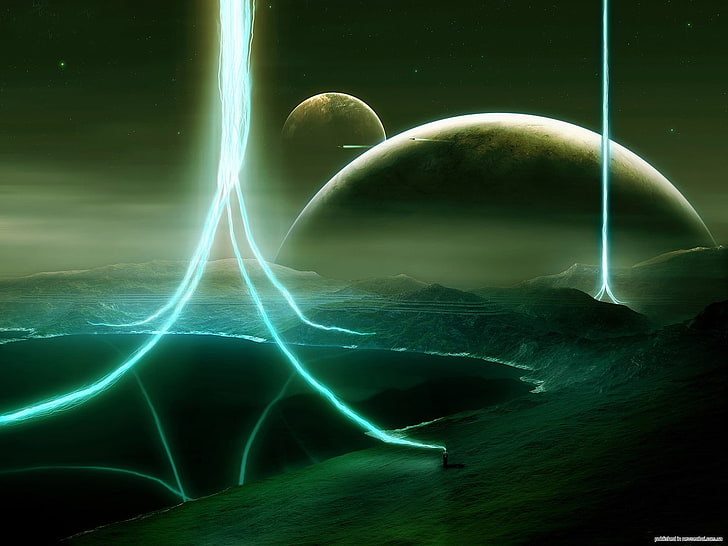 illustration de tonnerre de foudre de galaxie, science-fiction, Fond d'écran HD
