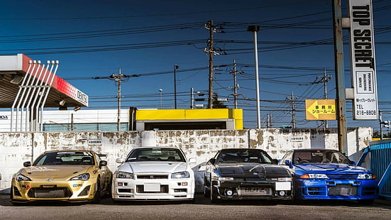Nissan Skyline GT-R R34, Toyota Supra, araba, Toyota GT-86, Nissan GT-R R32, Toyota Supra MK3, Nissan Skyline GT-R R-32, JDM, Toyota, Nissan, HD masaüstü duvar kağıdı HD wallpaper