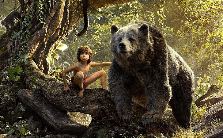 The Jungle Book, The Jungle Book (2016), Bear, Movie, Mowgli, HD wallpaper