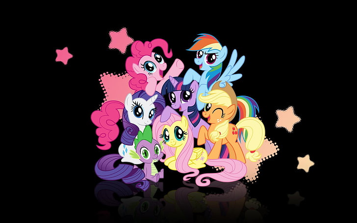 My Little Pony illustration, applejack, spike, rarity, my little pony, twilight, pinkie pie, rainbow dash, aprjc, twilight sparkle, flattershy, fluttershy, pinky pie, HD wallpaper