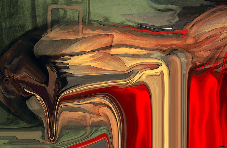 lukisan abstrak merah dan coklat, lukisan, abstrak, Wallpaper HD