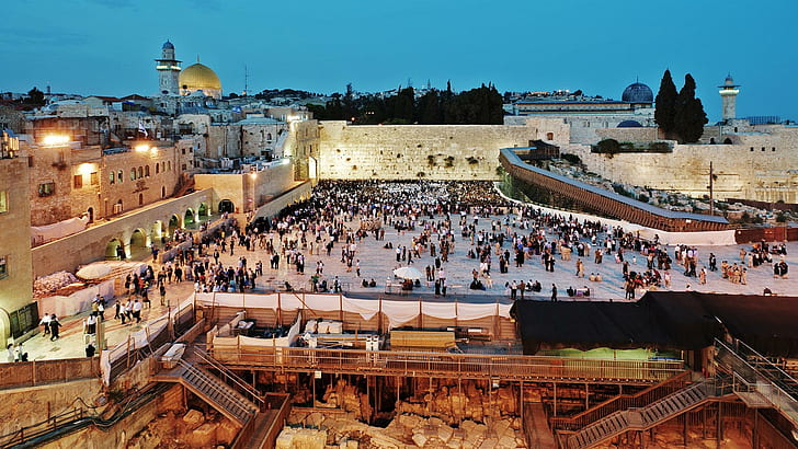 The Waling Wall In Jerusalem, muro, croud, ciudad, antigua, naturaleza y paisajes, Fondo de pantalla HD