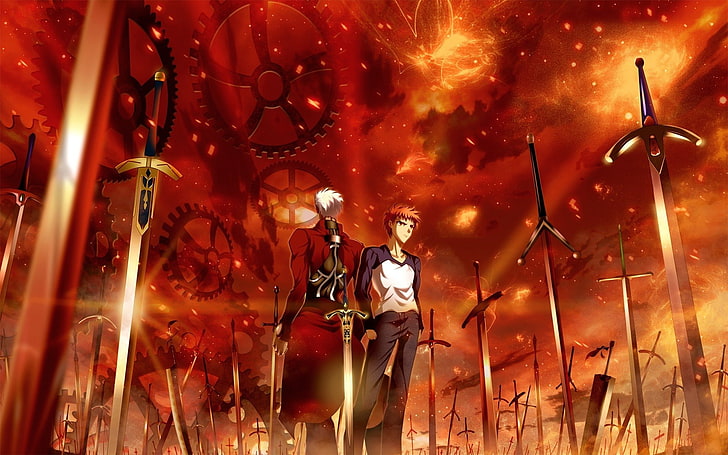ورق جدران Fate anime ، سلسلة Fate ، Fate / Stay Night: Unlimited Blade Works ، آرتشر (القدر / البقاء ليلاً) ، Shirou Emiya، خلفية HD