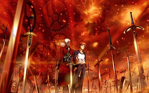 Fate аниме тапет, Fate Series, Fate / Stay Night: Unlimited Blade Works, Archer (Fate / Stay Night), Shirou Emiya, HD тапет HD wallpaper