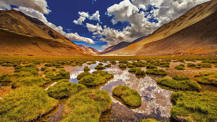 góry, doliny, Indie, Dżammu i Kaszmir, Ladakh, Tapety HD