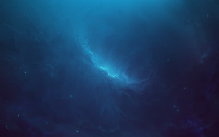Starkiteckt, space, nebula, blue, HD wallpaper