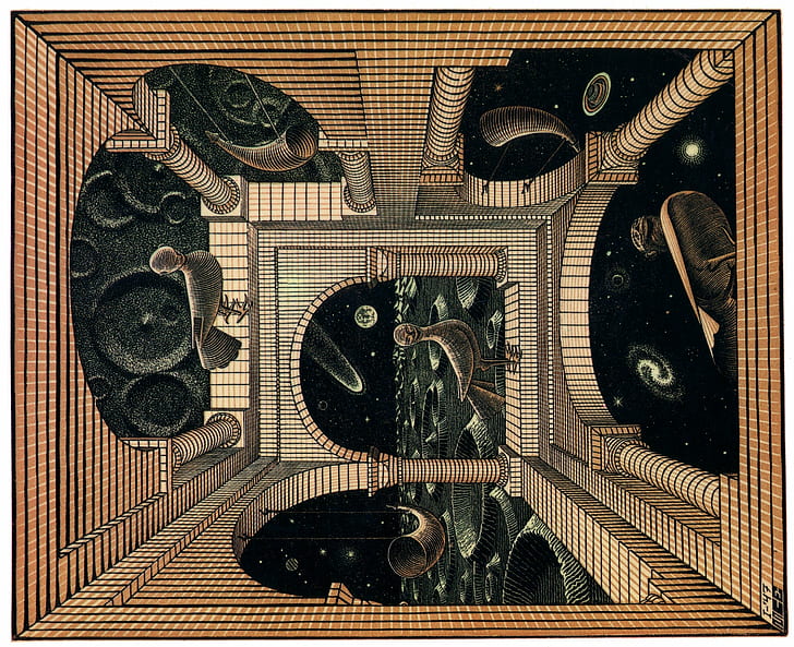 M. C. Escher, optisk illusion, HD tapet
