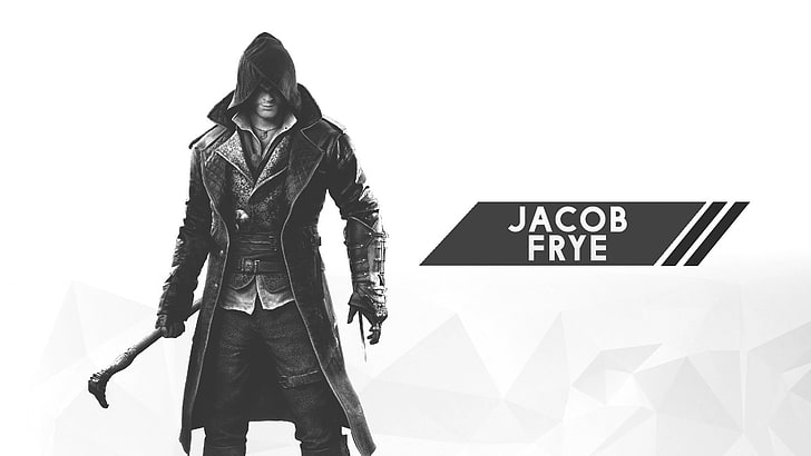 Assassin's Creed, digital art, minimalism, 2D, white, white background, video games, Jacob Frye, Assassin's Creed:  Unity, HD wallpaper