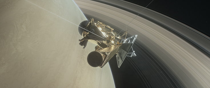 NASA, Saturnus, Cassini, banor, satellit, rymdskepp, rymdskepp, planetariska ringar, HD tapet HD wallpaper