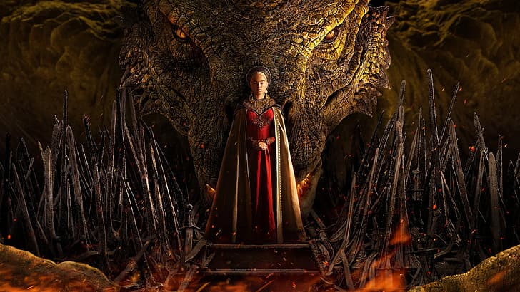 Rhaenyra Targaryen, Casa del Dragón, Juego de Tronos, dragón, Fondo de pantalla HD