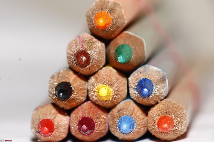 десет писалки за оцветяване в различни цветове, макро, цветни, HD тапет