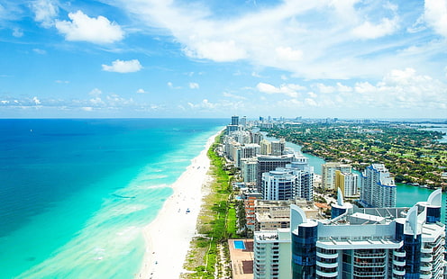 Oszałamiający widok na Miami, Miami, Floryda, plaża, krajobraz, ocean, Tapety HD HD wallpaper