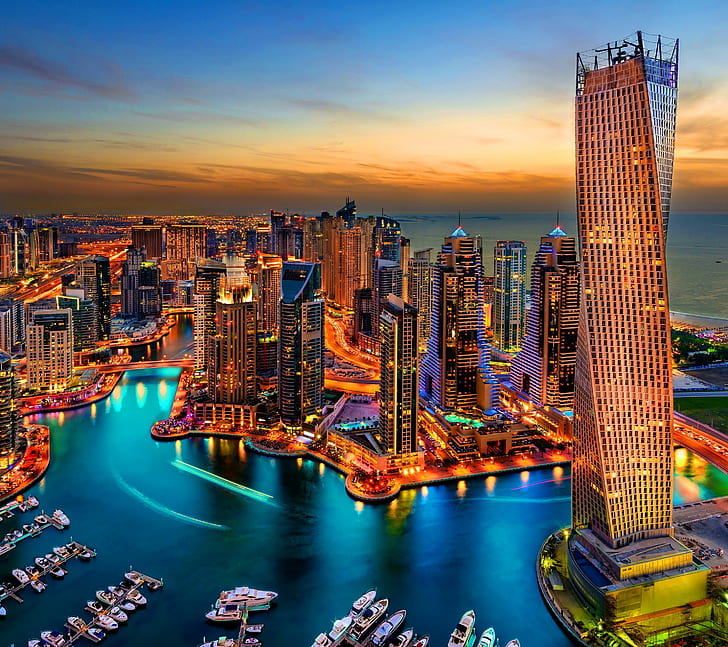 Дубай Марина, 4к, HD, город, HD обои