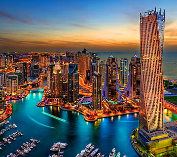 Дубай Марина, 4к, HD, город, HD обои HD wallpaper